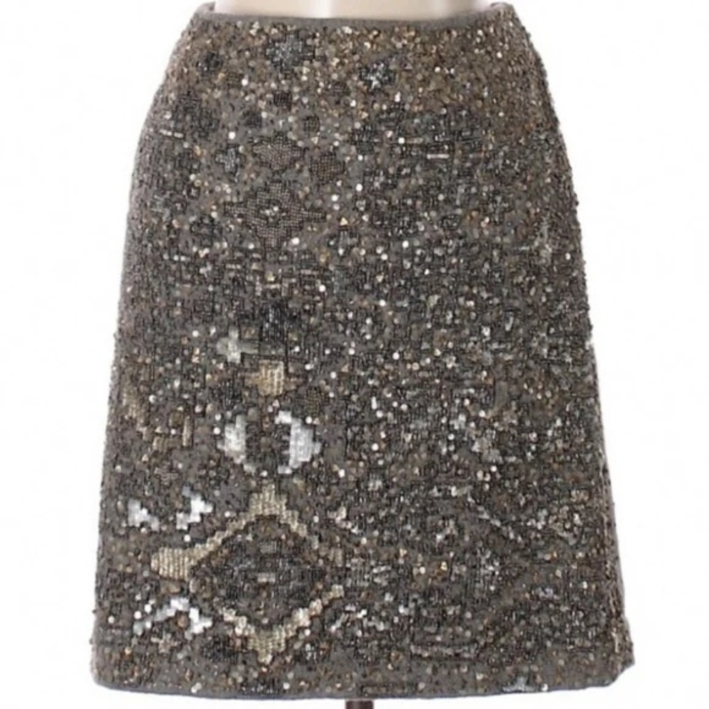 Anthropologie Moulinette Soeurs Beaded Felt Skirt SIZE 10P A-line Exquisite EUC - Picture 3 of 11